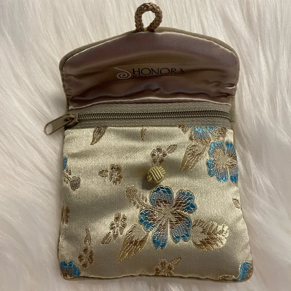 Honora Jewelry Pouch, Floral, Satin, Small, Euc - Picture 2 of 4